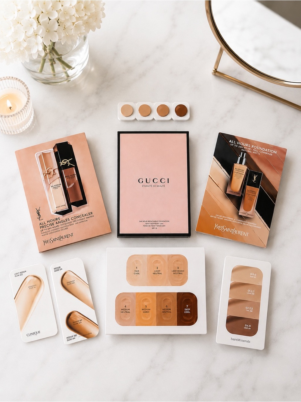 Luxury Foundation Concealer Makeup Sample Bundle Gucci YSL Charlotte Tilbury NWT